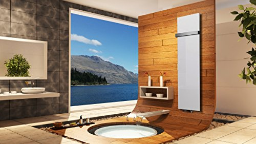 Badheizkörper Mirror Steel 180cm 1118 Watt weiß +1 Halter 50mm SZAGATO | HxB: 180x47cm Designheizkörper Handtuchheizkörper mit Mittelanschluss