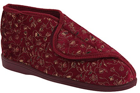 Zedzzz Womens/Ladies Geraldine Touch Fastening Floral Bootee Slippers (4 UK) (Wine)