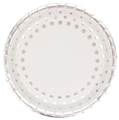 Creative Converting Sparkle and Shine Silver Plate Paper Plate, Silver and White (317846)