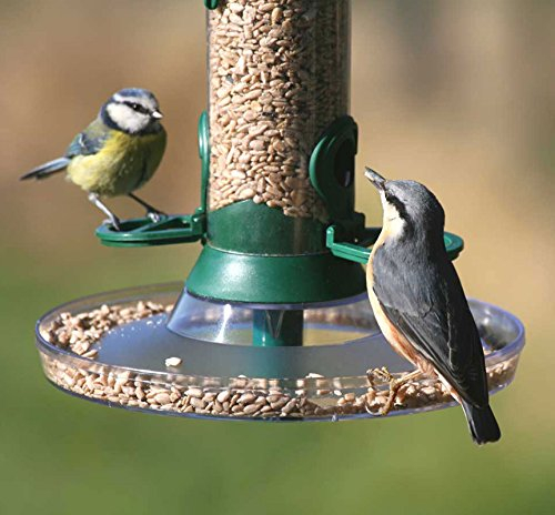 CJ Wildlife Vogelfutterschale für Futtersäulen mit Schraubsystem, Transparent, Kunststoff, Hängend-Halterung, Vogel, Vogelfutterspender, Vogelfutterstelle, 470892031