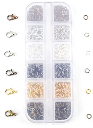 Juego de cierres de pinza de langosta y anillos de salto, joyería DIY, ganchos de cierre de langosta para collar y cadena