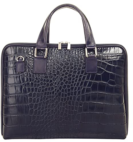 Samantha Look Aktentasche Echt Leder Damen | Made in Italy, Krokodil Optik, Verstellbarer Gurt, Vielseitiger Stauraum | 020024