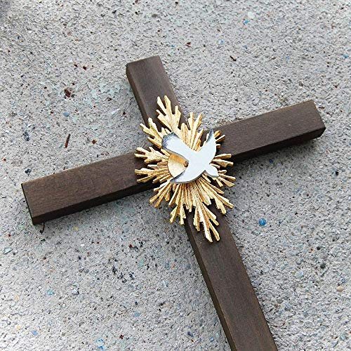 Holz Wandkreuz mit Taube Gross dunkel - ChoralisWoodArt