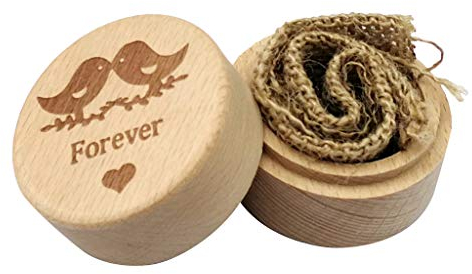 LOVIVER Holz mit Vintage Stil Eheringe Box Ringschatulle Ringschachtel Rustikale Ringkasten