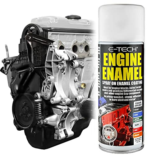 E-TECH - Heat Resistant Engine Enamel Paint 400ml - Spray On High Temp Paint (Silver)