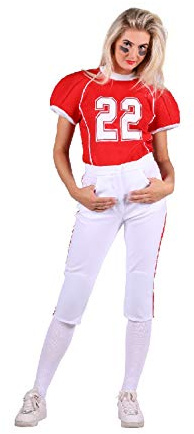 narrenkiste T2734-0502-M rot-weiß Damen Football Trikot Rugby Kostüm Gr.M