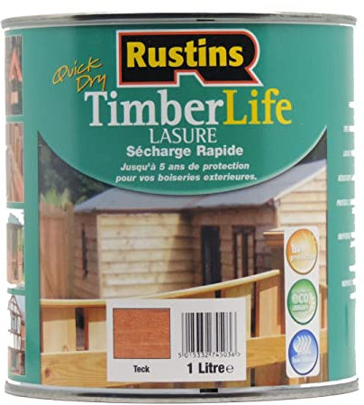 Rustin's Timberlife - Lasure pour bois - extérieure - UV et 5 ANS Protection - Teck - 12m²/L - 1 Litre (TLTE1000MD)