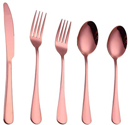 Sunfauo Couverts Ensemble de Couverts Couverts en Argent Couverts en Acier Inoxydable Durable Couverts Poli Miroir Couverts Parti Couverts Couverts de Table Rose Gold