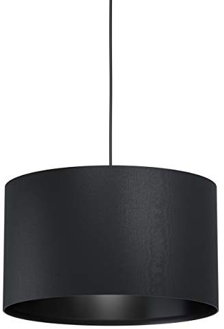 EGLO Pendelleuchte Maserlo 1, 1 flammige Hängelampe Vintage, Hängeleuchte aus Stahl und Textil in Schwarz, Esstischlampe, Wohnzimmerlampe hängend mit E27 Fassung, Ø 38 cm