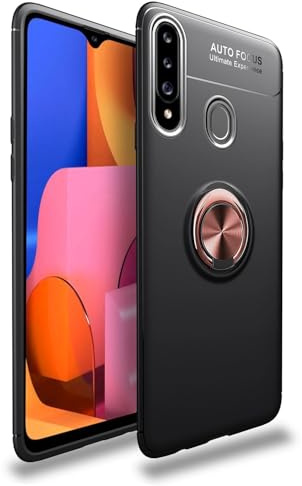 NALIA Ringhülle für Samsung Galaxy A20s - Hülle, Rose Gold | Integrierte Metallplatte, Erhöhter Kamerarand als Linsen-Puffer, Flexibles TPU, Anti-Fingerabdruck-Finish