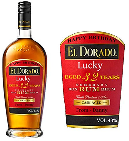 Personalised EL Dorado's Rum Bottle Label for Birthday Xmas Any Occasion