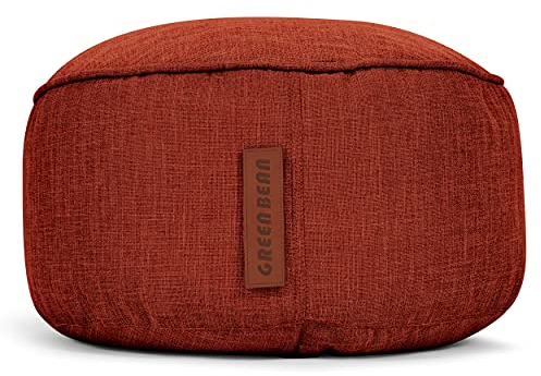 Green Bean Sitzsack-Hocker 45x25cm mit EPS-Perlen Füllung - Fußhocker Fußkissen Sitz-Pouf für Sitzsäcke - Bodenkissen für Kinder und Erwachsene - Fußablage Sitzkissen Sitzhocker Rot
