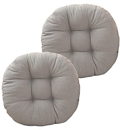 Rundes Stuhl-Sitzkissen, rosa für Küche, Esszimmer, Terrasse, japanisches Boden-Sitzkissen, dick, warm, Stuhlmatte, Leinenbezug, volle Füllung, Cutton-Durchmesser 40 cm (Grau, 2)