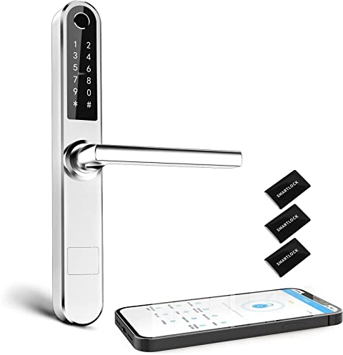 Ruveno Slim Smart Door Lock with Keypad Fingerprint Door Lock Smart Lock Keyless Entry Door Lock for Smart Home(Silver 4585)