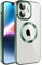 S. Dawezo Klare Magnetische Hülle für iPhone 12, kompatibel mit MagSafe Kabelloses Laden, Militärnorm Schutz, Kratzfest, Stoßfest, Schlanke Transparente Silikonhülle für iPhone 12 Hülle, Grün
