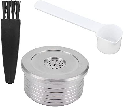 Capsules de café, Filtres à café en Acier Inoxydable Rechargeables Faciles à Nettoyer Sûr et Durable avec Brosse Cuillère pour Dosette de café pour Machine à café
