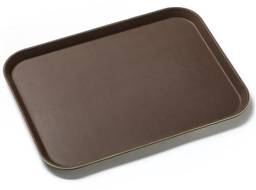 Forgast Bandeja Rectangular para Servir | Tamaño 45x35 cm | Plástico con Superficie de Goma Antideslizante | Bandeja Decorativa | Bandeja de Camarero | Color Marrón y Verde camareros