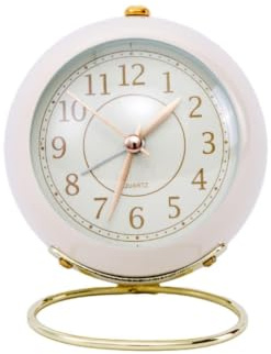 Nachttischuhr, Kein Ticken, Batteriebetriebene Tischuhr, Kleine Nachttischuhr, Leiser Wecker, Analoge Uhr Tischuhr Retro Hintergrundbeleuchtung niedliche analoge Wecker Kleine Uhr Für Den(Weiß)