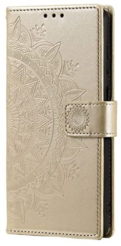 CoverKingz Custodia compatibile con Samsung Galaxy A54 5G – Custodia con scomparto per carte di credito – Custodia pieghevole per smartphone con motivo Mandala Oro