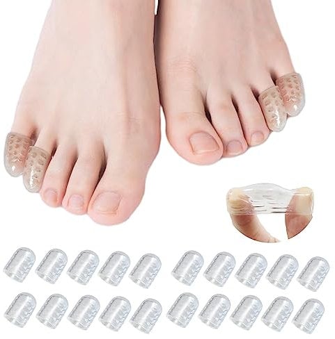 20PCS Silicone Anti-Friction Toe Protector,Breathable Toe Protector Toe Cover,Clear Silicone Toe Caps for Corns, Blisters and Pain Relief