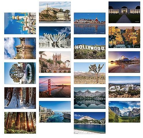 Dear Mapper Postkarten im Vintage-Stil, Motiv: USA, Kalifornien, Landschaft, 20 Stück, Set aus der ganzen Welt, Grußkarten für Geschäftswelt, Reisen, Postkarte für Versand, Dekoration, Geschenk