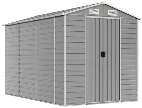 vidaXL Capanno da Giardino Grigio Chiaro 191x300x198cm Acciaio Zincato