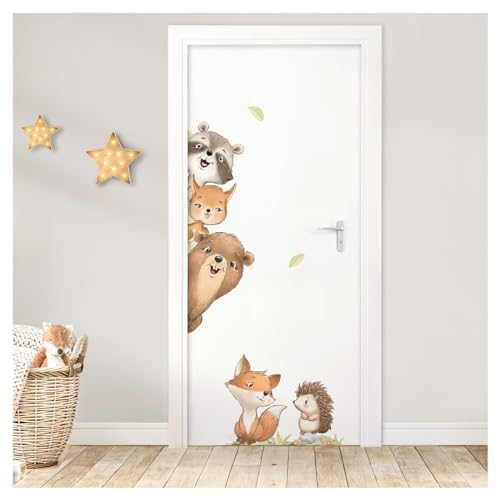 DEKO KINDERZIMMER Türaufkleber Waldtiere personalisiert Wandtattoo mit Name Babyzimmer Wandsticker Kinderzimmer Schlafzimmer Wandaufkleber Wanddeko DK1149-01