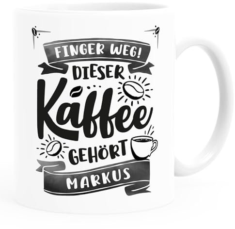SpecialMe® Tasse Spruch Finger Weg dieser Kaffee gehört Wunschname Geschenk Kaffeeliebhaber personalisiert Bürotasse weiß standard