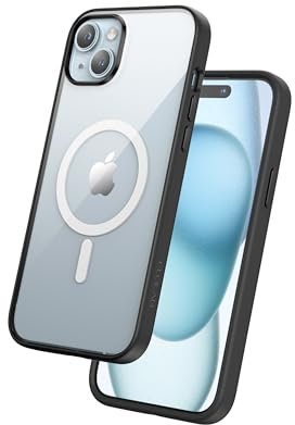 FLOLAB Surtect Tri-Fusion magnetische Schutzhülle für iPhone 15, schlankes Design, Magsafe-kompatibel, militärischer Rahmen, transparent, Mitternachtsschwarz