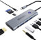 HUB USB C, 9-1 USB C HUB, Adaptateur Macbook Air avec HDMI 4K@60Hz, 100W PD, Lecteur de Cartes SD/TF, Port de Données USB 3.0/C et Port Audio pour Dell, Lenovo, HP Laptops (Gery)