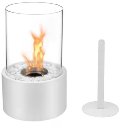 Simpls Kleine Tisch-Feuerschale, Tragbarer Mini-Tisch-Alkoholkamin für Den Innenbereich, Rauchfrei, Sauber, Weiß, Langlebig