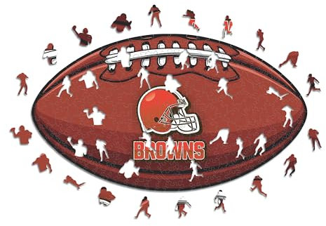 Iconic Puzzles, Cleveland Browns Crest, 100% eco-sustainable wooden puzzle with official license NFL, size M, 270 pieces