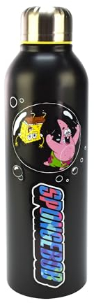 SpongeBob Squarepants Botella de acero inoxidable de Bob Esponja, 700 ml, Bob Esponja y Patricio soplando burbujas, Artículo oficial, Idea de regalo ideal
