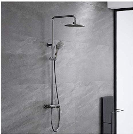 Regenduschsystem, Wandmontage-Duschkombinationsset, Gun Grey, Badezimmer-Duscharmatur-Set mit Duschkopf, Handbrause, Badewannen-Wasserhahn-Dekoration