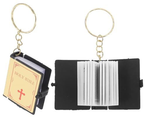 Amosfun Mini - Bibel - Schlüsselanhänger - 1,54x1,38x0,43 Zoll - 2 - Stück Set, Religiöser Taschenanhänger, Kompakt & Leicht, Ideal für Alltag & Geschenke