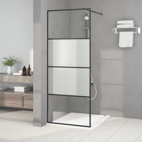 IKAYAA Mampara Ducha Fija 80 x 195 cm -Panel Pantalla Fijo Ducha de Vidrio ESG - Mamparas de Ducha Fija con Cristal Templado 5 mm - Mampara Fija Transparente Medio Esmerilado