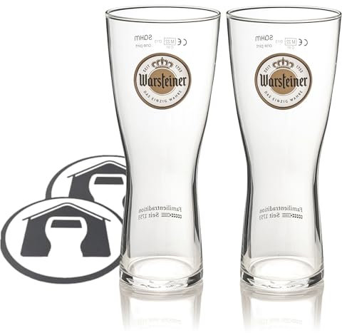 GarageBar | Warsteiner Pint Beer Glass | Nucleated | Pint to Brim | Official Merchandise | Comes with 2X Beer Drip Mats | 2 Glasses