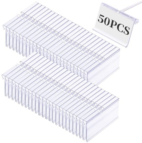 50 Stück Etikettenhalter aus Kunststoff, PVC Transparent Namensschild 6 x 4.2 cm Preisschilder Etiketten, für Draht-Regale Preisetiketten zur Waren-Beschilderung, Supermarkt Shop Regal Etikettenhalter