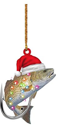 Weihnachtsbaum Anhänger Lustig Personalisierte Green Fish Forellenflache 2D Weihnachtsschmuck Baumschmuck Rückspiegel Zubehör Mini Weihnachtsschmuck