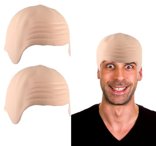 MUNSKT 2 Stück Glatzenschädelkappe, dicke Haut, Schädel-Perücke, Kostüm-Zubehör, für Halloween, Make-up, Cosplay, Cosplay, Zubehör, , für Kinder und Erwachsene, Uni