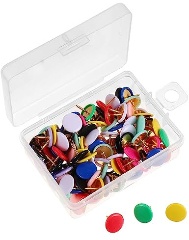 JEWEDECO 100stücke Bunte Reißzwecken Aus Kunststoff Für Heimwerker Mit Flachem Kopf Gemischte Farben Für Pinnwände Korkstreifen Und Kartenmarkierungen