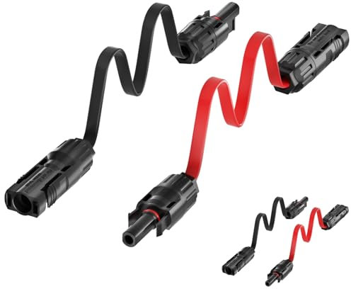 MXRPV Pack of 2 Solar Panel Flat Cable 4 mm², Solar Cable Window Feed-Through Flexible PV Flat Cable for Balcony Power Plant and Solar Power Station (35 cm - 4 Pieces)