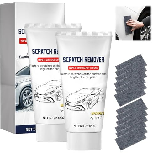 2PCS Auto Kratzer Reparaturpaste Kit, 60g*2 2025 Neues Nano Tuch Auto Kratzer Entferner Original mit Nano Tuch und Schwammball, für Fahrzeuge Reparatur Kit, Paste Polierwachs Kit (60g*2)