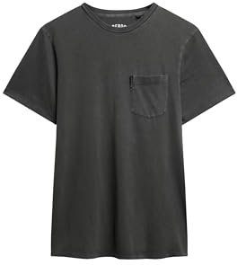 Superdry Herren Classic Essential T-Shirt mit Tasche Verwaschenes Tiefschwarz S