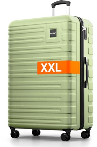Travely Polycarbonat Koffer Groß 87cm XXL - 150L Innenvolumen, sehr robuster Hartschalenkoffer mit sanften Rollen & TSA Schloss, Reisekoffer, Handgepäck Koffer, Reisekoffer mit Rollen