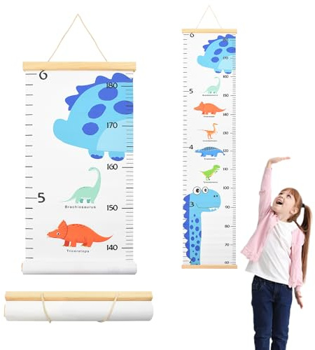 Surplex Messlatte Kinder Wachstum Messlatte Aufrollbare Wandbehang Höhenmesser für Baby Kinderzimmer Schlafzimmer Wanddekoration (Blau)
