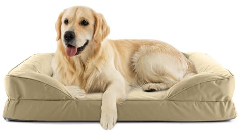 Lumaland orthopädisches Hundebett Outdoor & Indoor | ergonomisches Hundesofa 110x75 cm - ideal für große Hunde | Boden rutschfest | Füllung und Bezug waschbar | Hundekörbchen wasserfest