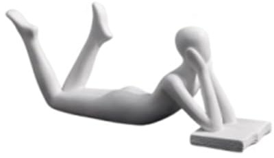 Bosiyrggrl Nordic Reading Statue Resin Figurines Desktop Decor Sculpture Modern Art Ornament Home Office Decor Craft White C