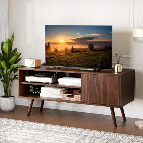 AUREUM OPAL TV Stand Cabinet for 32/40/43/50 Inch TV, Adjustable Shelf, Wooden Small TV Table,Modern TV Unit for Living Room, Bedroom (Brown)