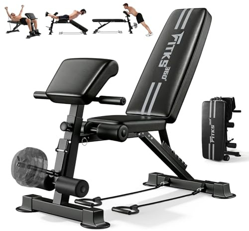 SPYLAVE Hantelbank Klappbar Multifunktion Trainingsbank, 400KG Belastbarkeit, Schrägbank mit 7-Fach Verstellbare Rückenlehne, Beinstrecker, Rückentrainer, Ganzkörpertraining für Zuhause, Home Gym